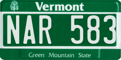 VT license plate NAR583