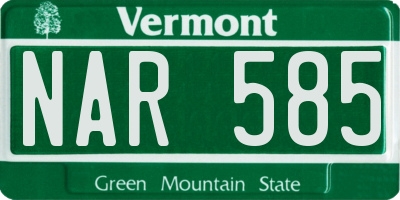 VT license plate NAR585