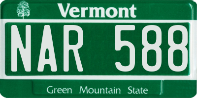 VT license plate NAR588