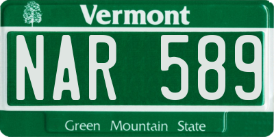 VT license plate NAR589