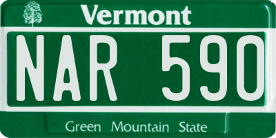 VT license plate NAR590