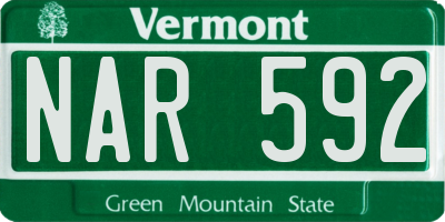 VT license plate NAR592