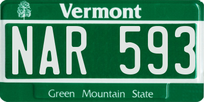 VT license plate NAR593