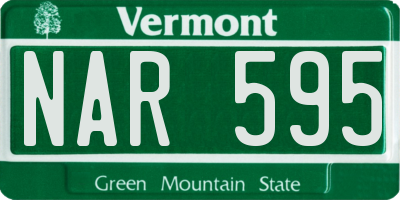 VT license plate NAR595