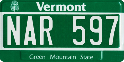 VT license plate NAR597