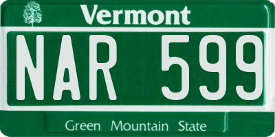 VT license plate NAR599
