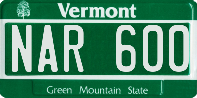 VT license plate NAR600