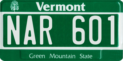 VT license plate NAR601