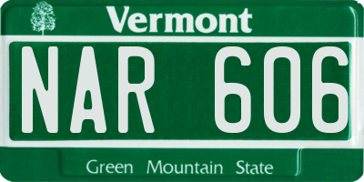 VT license plate NAR606