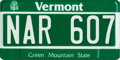 VT license plate NAR607