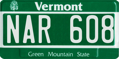 VT license plate NAR608