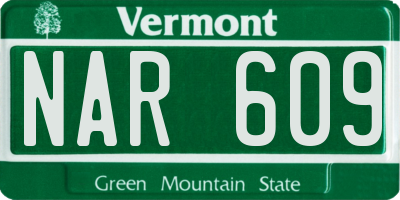 VT license plate NAR609