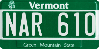 VT license plate NAR610