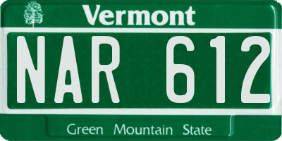 VT license plate NAR612