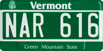 VT license plate NAR616