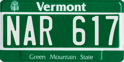 VT license plate NAR617