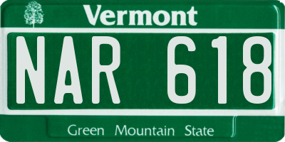 VT license plate NAR618