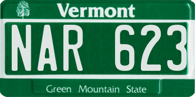 VT license plate NAR623
