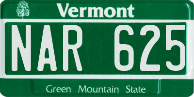 VT license plate NAR625