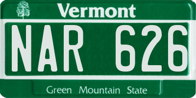 VT license plate NAR626