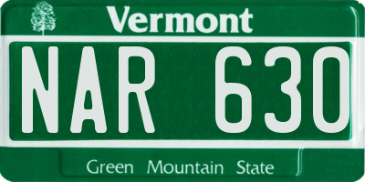 VT license plate NAR630