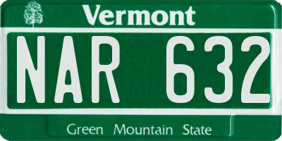 VT license plate NAR632