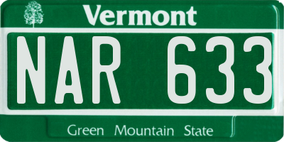 VT license plate NAR633