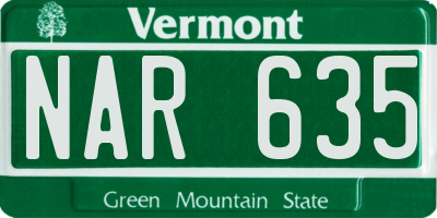 VT license plate NAR635