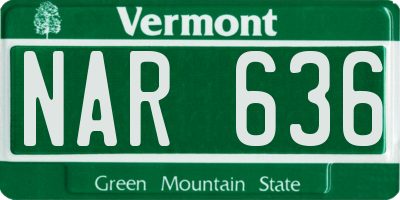 VT license plate NAR636