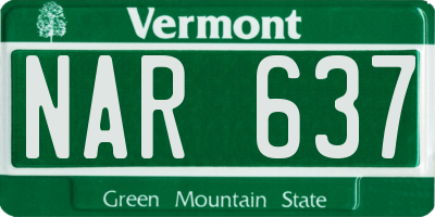 VT license plate NAR637