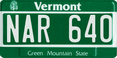 VT license plate NAR640