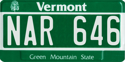 VT license plate NAR646