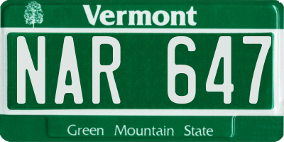 VT license plate NAR647