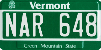 VT license plate NAR648