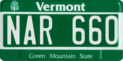 VT license plate NAR660