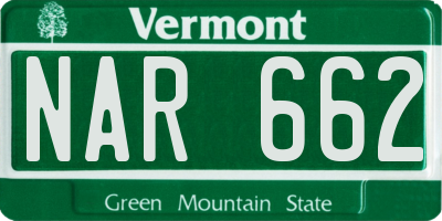 VT license plate NAR662