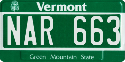 VT license plate NAR663