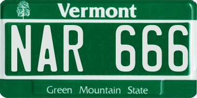 VT license plate NAR666