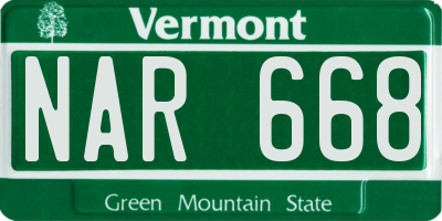 VT license plate NAR668