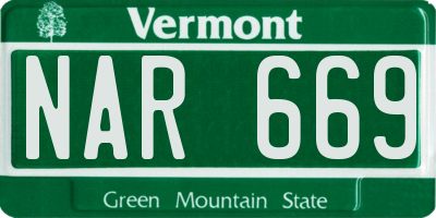 VT license plate NAR669