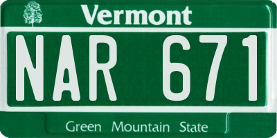 VT license plate NAR671