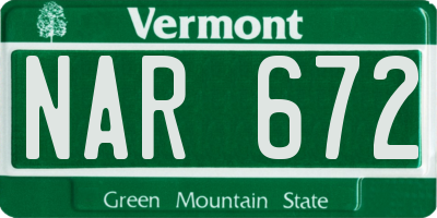 VT license plate NAR672