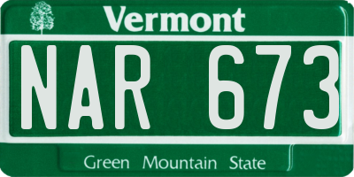 VT license plate NAR673