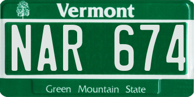 VT license plate NAR674