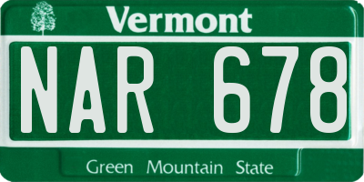 VT license plate NAR678