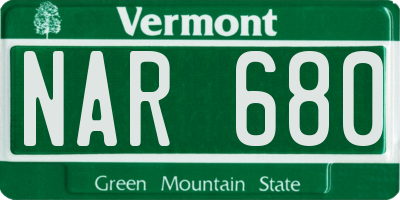 VT license plate NAR680