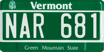 VT license plate NAR681