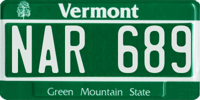 VT license plate NAR689