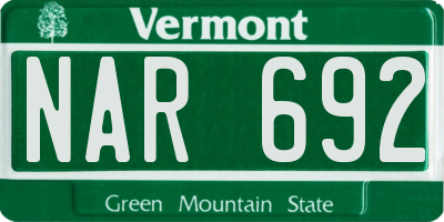 VT license plate NAR692