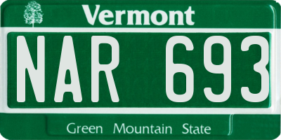 VT license plate NAR693